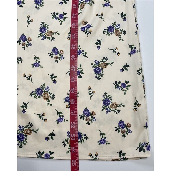 Zara Maxi Dress Satin Black Crochet Top Cream Lavender Floral Festival Large NWT - Picture 8 of 9